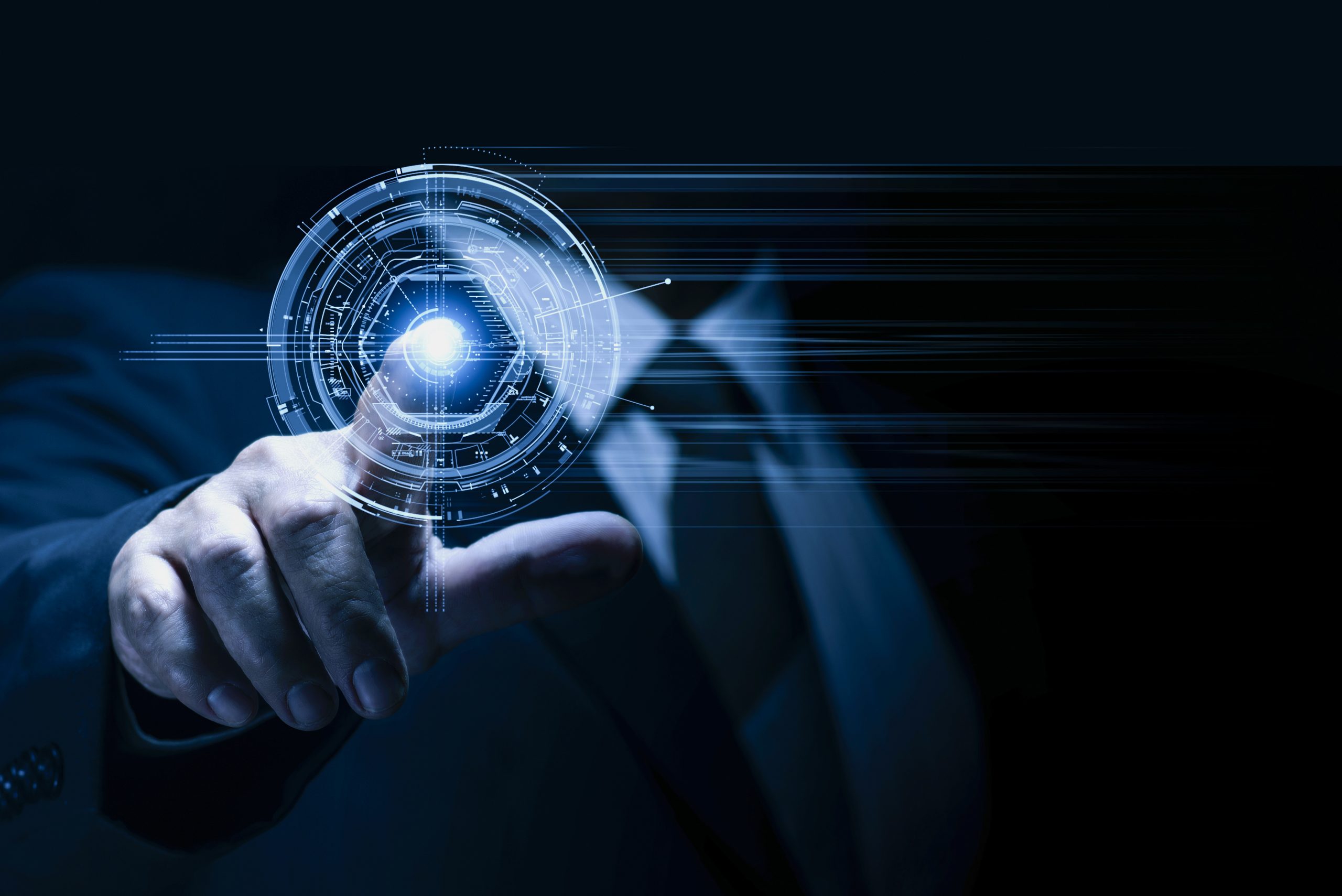 businessman touching screen for technology innovation.